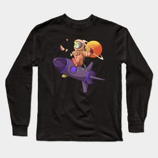 Zombie Astronaut Space Cat Long Sleeve T-Shirt